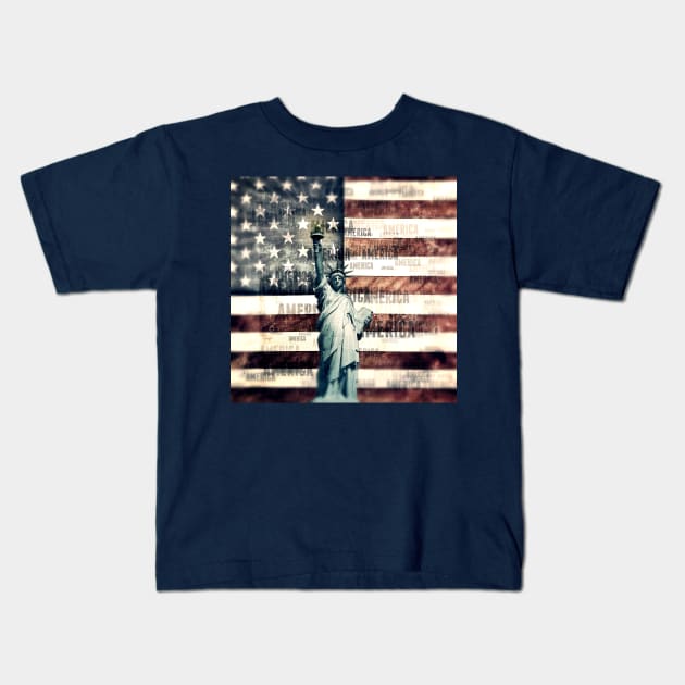 Vintage Patriotic American Liberty Kids T-Shirt by morningdance